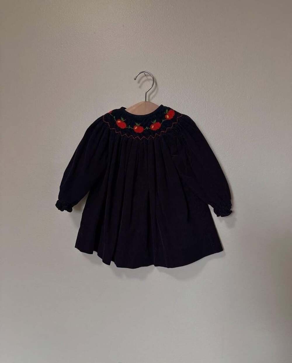 Feltman Brothers Vintage Navy Blue Corduroy Apple Smocked Dress